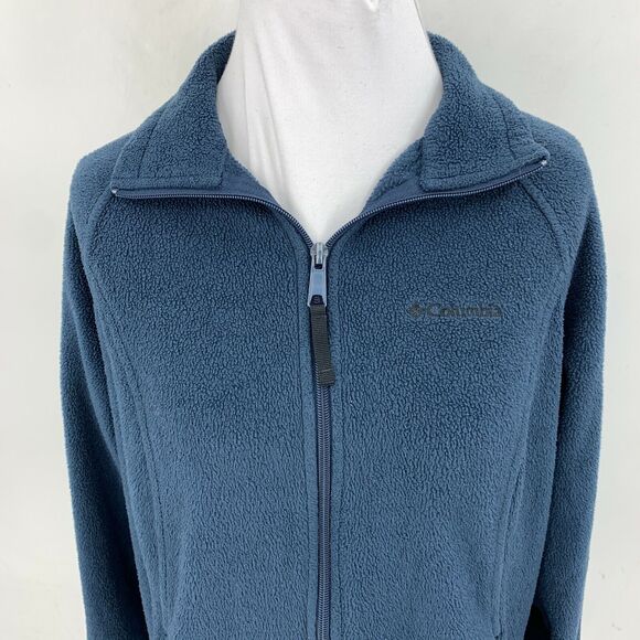 Columbia Jacket Womens M Medium Storm Blue Full Zip Stand Collar Fleece Pockets - Picture 3 of 10